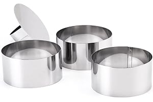 Guowall Set di 3 Coppapasta, Coppa Pasta con Pressa Anelli per Torte Coppapasta Tagliapasta Anello, Acciaio Inox, Rotondo
