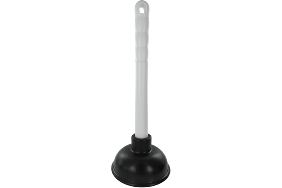Merriway BH01938 100mm (4 inch) Sink Plunger with 225mm (9 inch) Plastic Handle Diameter, White/Black