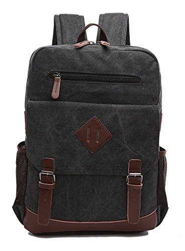 Bdawin Vintage Segeltuch Laptop Rucksack Schulrucksack 8675 Schwarz