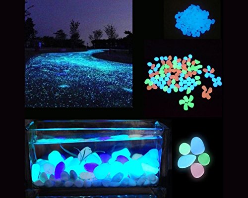 100 pcs Künstlich Hergestellte Glühen im dunklen Kiesel Leuchtsteine Nachtleuchtende Stein Leuchtkiesel Solarsteine für Aquarium/ Garten/ Rasen/ Terrasse Deko – Fuchsie - 6