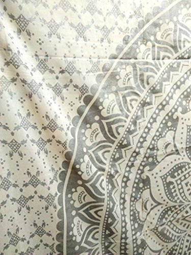 Traditionelle Jaipur Twin silber Ombre Mandala Wandteppich, indischen Wandbehang, Bohemian Betten, Hippie Picknick Werfen, Boho Schlafsaal, Zimmerdekoration Gypsy Picknickdecke, 139,7 x 215,9 cm - 4