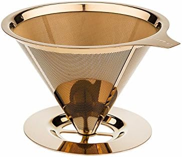 Tzuki Pour Over Tea Coffee Filter Brewer - Manual Drip Coffee Maker with Paperless Filter for Fresh, Rich Flavor - Coffee and Tea Ready in Minutes - Easy to Use, Dishwasher Safe - Made with Premium Titanium Mesh