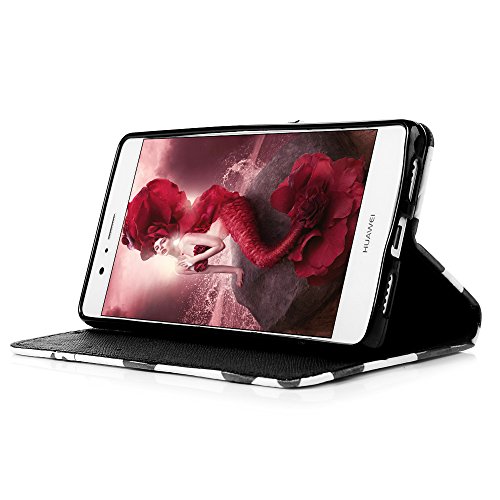 Huawei P9 Lite Hülle Badalink Schutzhülle Leder PU+TPU Handyhülle 3D Cartoon Kuh Handytasche Wallet Case Ständer Magnet-Schloss Cover Flipcase - 8