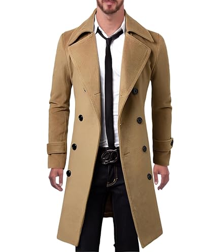 Cappotto Invernale Uomo Taglie Forti – Doppiopetto Vintage In Lana, Slim Fit Impermeabile