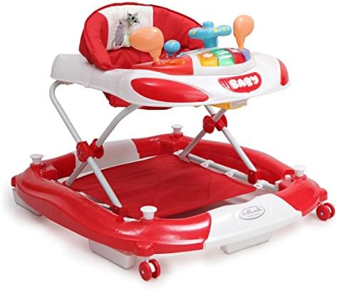 Baby Walker Bobby 3 in 1, Height Adjustable, Music, Play Centre, Rocker Function, Colour:red
