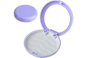 FUITKE Retainer Case with Mirror, Dental Retainer Cover with Magnetic Closure Orthodontic Denture Box Seal Textured Liner Multifunctional Mouth Guard Holder Case for Braces Mouthguards Retainers(Purple)