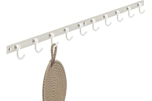 Stahlia Hakenleiste EDELSTAHL gebürstet Garderobenleiste 10x Haken (L: 770mm) Modell:CHIARA Wandgarderobe mit 1/4/6/8/10 Kleiderhaken Garderobenhaken Wandhaken