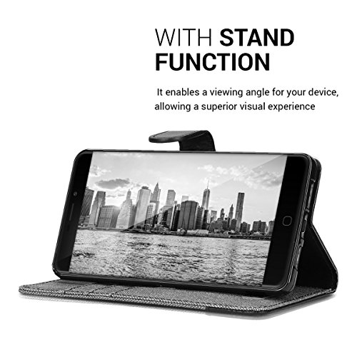 kwmobile Funda para Elephone P9000 - Carcasa de Tela y Cuero sint tico - con Tapa y Tarjetero Gris Negro reviews kwmobile Funda para Elephone P9000 - Carcasa de Tela y Cuero sint tico - con Tapa y Tarjetero Gris Negro
