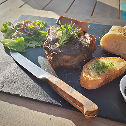 makami Steakmesser Set Olive Deluxe mit glatter Edelstahlklinge und Griff aus hochwertigem französischem Olivenholz in Geschenkverpackung - 5