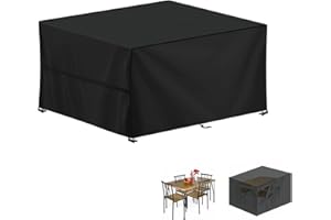 LAMUNI Copertura Tavolo Esterno 130x90x80cm Copritavolo Rettangolare Copertura Mobili Giardino Impermeabile Telo Copri Tavolo, Copertura per Tavolo da Giardino in Tessuto Oxford 420D, Antivento