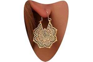Atentuyi Boucles D'oreilles Fleur Mandala Boucles D'oreilles Gitane Boucles D'oreilles Tribal Vintage Boucles D'oreilles Fleurs Pendantes Boucles D'oreilles Chandelier Boucles Pour Femmes Et Filles