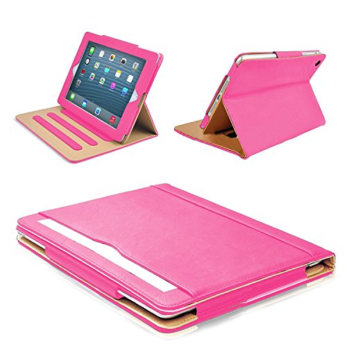 MOFRED® Pink & Tan Apple iPad Air 2 (Launched 2014) Leather Case-Voted #1 Best iPad Case by"The Daily Telegraph" (iPad Models A1566 A1567)