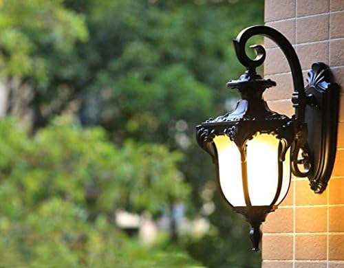 Outdoor Wall Lamp Waterproof Wall Lamp Retro Simple Metal Wall Lamp for the Courtyard Balcony Living Room Aisle Corridor Garden ( Color : Black )