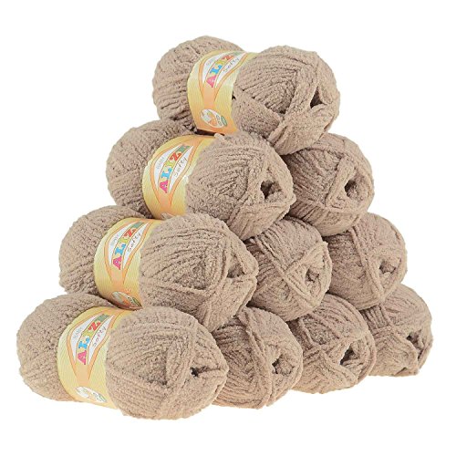 10 x 50g Kuschelgarn Kuschelwolle SOFTY by ALIZE #617 braun