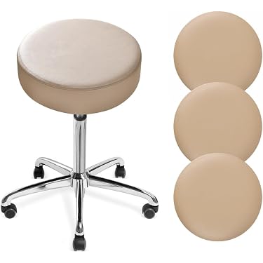 GYHH Housse Tabouret Rond,Housse De Chaise De Tabouret Rond en Velours 2 Pièces,Housses De Tabouret De Bar, Housses De Tabouret, Housses De Tabouret De Bar (Peacock Blue,35.5-40.5cm