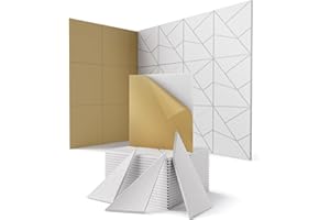 TOPNACA Acoustic Wall Panels, 18 Pack Decorative Sound Absorbing Panel for Walls, Doors & Ceilings, Self-Adhesive Acoustic Tiles for Office, Recording Studio, Gaming Room Pared (12"x12"x0.4", White)