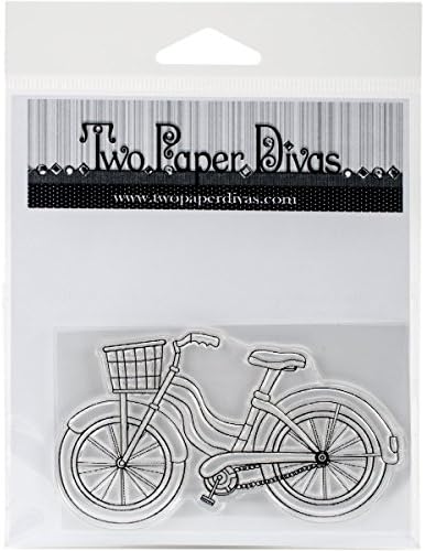 Two Paper Divas Clear Stamps 6-Inch x 4.5-Inch Vintage Bike, Acrylic, Multicoloured