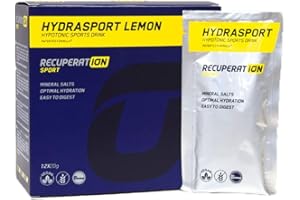 Recuperat-ion | Bebida Deportiva Hydrasport | Pre entreno Gel Energético | Hidratación durante Ejercicio | Baja Concentración en Azúcares y Alta en Sales Minerales | Fabricado en España (12 Sobres)