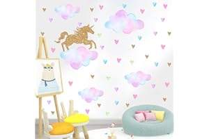 NINIMIO Adesivi Murali Bambini, Adesivi Da Parete, Decorazioni camera da letto, Carta Da Parati Adesiva muro, Stickers Bambini, Carta Adesiva Per Mobili, Stickers Murali, Adesivi Bambini (unicorno)