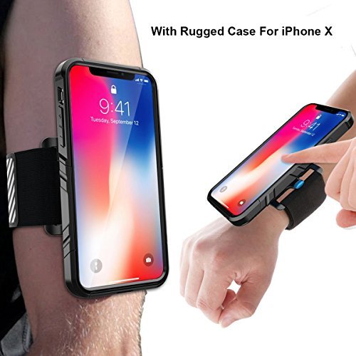 SPORTLINK Run Kit para iPhone X/iPhone XS, Brazalete Deportivo Armband Phone Holder Banda para Brazo con 2 Correas Ajustable para Running Gimnasio Hípica Ciclismo Acampada Caminar (Negro)