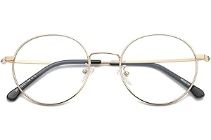 Musivon Blaulichtfilter Brille Damen Herren - Blaufilter Computerbrille Ohne Stärke Metallrahmen Rund
