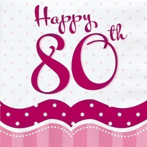 Perfectly Pink Party Happy 80th Birthday Lunch Napkins x 18