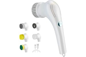 Felenny Electric Spin Scrubber, Rechargeable Cleaning Brush With 5 Brush Heads, Rotation Handheld Scrubber Brush for Kitchen, Bathroom