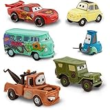 Disney Pixar Cars 2 Pit Crew 6 Pack of Luigi, Guido, Sarge, Fillmore, Lightning McQueen and Mater (PVC, Plastic) by Disney