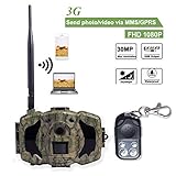 BolyGuard 3G MMS GPRS Caméra de Chasse 30MP 1080P avec 44 Capteurs Infrarouges LED de 940nm. Portée en Mode Vision de Nuit de 100pieds / 30 Mètres Étanchéité à la Norme IP66 Camera Chasse Infrarouge