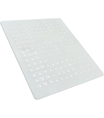 MUNTEA Tapis D'evier Cuisine, Silicone Tapis Evier, Blanc Antidérapant Tapis De Protection D'évier, Tapis De Drainage D'évier Carré Pour Salle De Bain, Cuisine Et Jardin, 12,4 × 10,4 Pouces