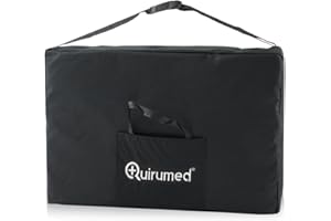 QUIRUMED Sac à dos de transport pour tables de massage pliables, 18 x 98 x 72 cm, Nylon, Noir, Poignée réglable, Poche frontale