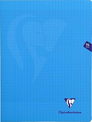 Clairefontaine Mimesys 323361C Cahier piqué polypro 96 pages grands carreaux 90 g 24 x 32 cm Bleu