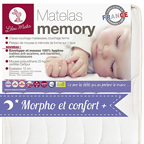 LILOU MIAKA - Matelas bébé Mémoire de forme – pour lit 60...