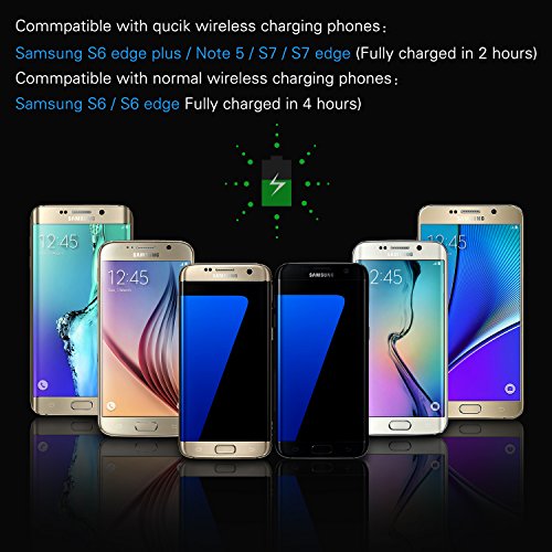 Moobom Fast Wireless Ladegerät, 2 Coil Qi Wireless Ladegerät für Samsung S7 / S7 Edge, S6 Edge Plus, Galaxy Note 5 und andere Qi-Enabled Geräte - 7