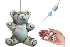Lowgy Ceramic Teddy Bear Light Pull with Cord & Connector - Novelty Handle for Bathroom Lights, Fans and Blinds (Brown)