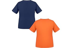 TIZAX 2 Pieces Boys Swim Tops Kids Short Sleeve Rash Vest Quick Dry Swimwear Children UPF 50+ Rash Guard Shirts Age 5-12