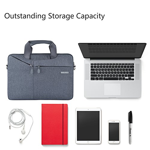 Laptop Notebook Schultertasche, EKOOS 3 Way Business Aktenkoffer Tasche Hülle Sleeve Einfache Stil Wasserdichte Nylon Stoff Notebook Sleeve für Macbook Air / Pro Retina, Microsoft Surface Pro 4/3, Ultrabook, Netbook (15.6, Grau) - 5