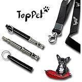 Premium Ultraschall Hundepfeife - Hochfrequenz Pfeife zur Erziehung von Hunden &amp; Welpen - Frequenz einstellbar - Lernen Sie Kommandos &amp; Kunststücke - Schwarz