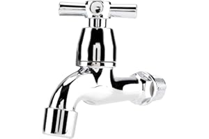 FOCKET Grifo de agua, grifo de agua del lavabo de ABS, lavabo del lavabo del lavabo del grifo de la lavadora de agua grifo con grifo mezclador de un agujero Diseño contemporáneo(Mango cruzado)
