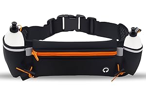 ASFRODE Marsupio sportivo con borraccia, marsupio con portabottiglie, impermeabile, borsa da corsa, multifunzione, regolabile, per jogging, ciclismo, Colore: arancione., taglia unica, Borsa sui fianchi