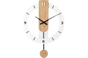 Ergocar Reloj De Swing De Madera, Colgante Numérico Mudo, Adecuado para Sala De Estar Decorativa, Cocina, Dormitorio, Oficina