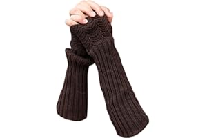 NOVAWO Donna Inverno Guanti senza dita maglia lunghi Manicotti