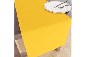 Encasa Table Runner Size 32x150 cm | Cotton Canvas Fabric | Sunbeam Yellow Solid Color | Machine Washable & Durable