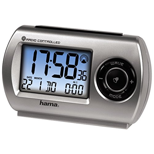 Hama Reisewecker "RC300", mit Hintergrundbeleuchtung, zwei Weckzeiten, silber