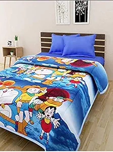 Blizz Mont Super Soft Polyester Blend Cartoon Design Print Reversible Kids Single Bed Dohar, Multicolour-C1 -(JF075)