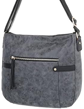 iTal-dEsiGn Damentasche Mittelgroße Schultertasche Umhängetasche Used Optik Kunstleder TA-K658