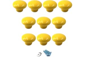 FLOMORE Jaune Poignées et boutons de tiroir ceramique poignée de meuble porte bouton Pour la chambre des enfants Pack de 10 (vient avec des vis)