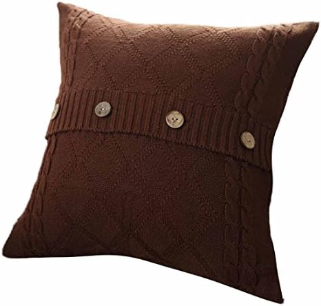 18 x 18 Cushion Cover,Moonuy,18 x 18 Cushion Cover Coffee,45cm*45cm Pillow Case Knitting Button Throw Pillow Cases Cafe Sofa Cushion Cover Home Decor (Coffee)