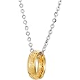 GAUEIOUR Lord of the Rings Pendant Necklace,Personalized Versatile Inside and Outside Engraved Lord of the Rings Ring Pendant Necklace in Stainless Steel Ring(Gold)