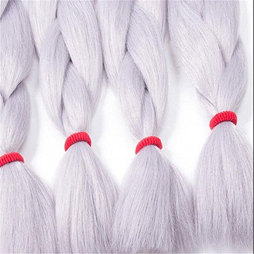 Instylehair Two Ombre Kanekalon Braiding Hair 24“1Pcs 100g Synthetic Braid Hair Extension(1B Grey Color by Instylehair - 5